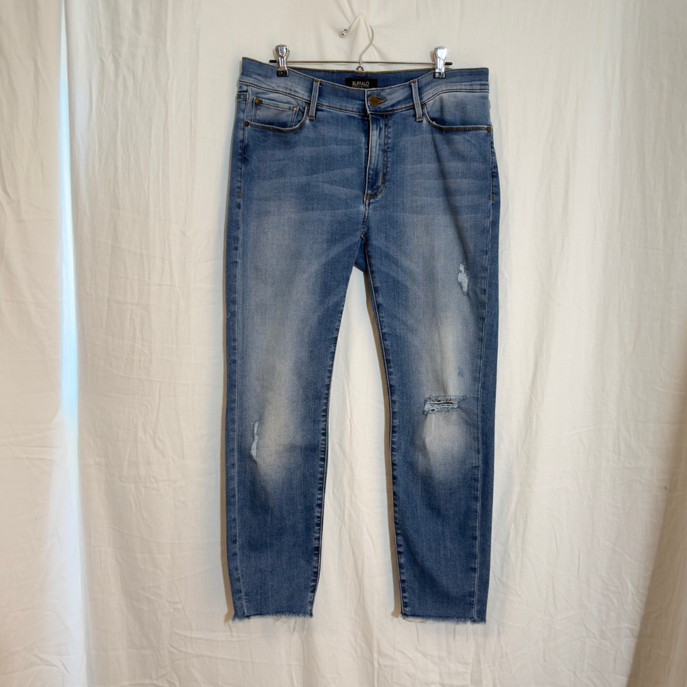 Buffalo David Bitton Jeans Womens 31 Stretch Faith Crop Raw Hem Stretch  Denim